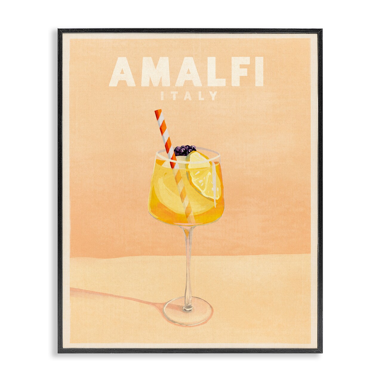 Stupell Industries Amalfi Italy with Cocktail Framed Giclee Wall Art Design by The Whiskey Ginger